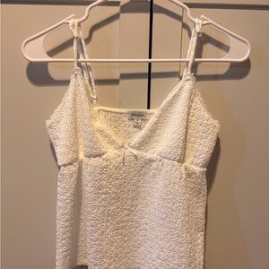 Elegant White Textured Tank Top Lace